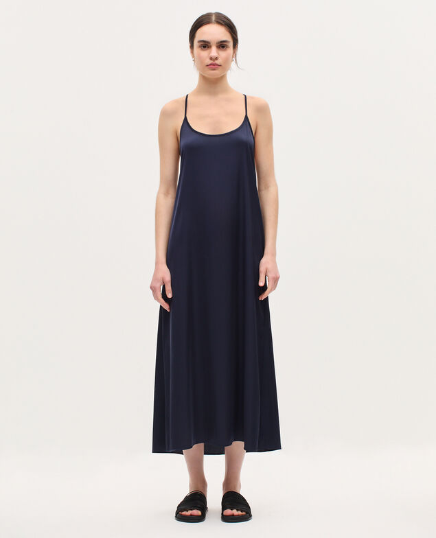 Robe longue nuisette satinée H695 night sky