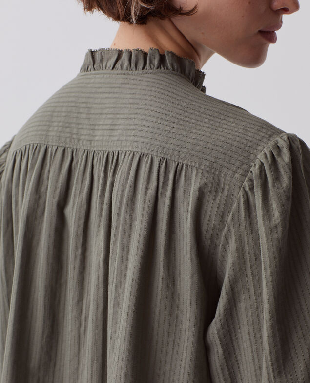 Chemise à manches longues en coton J560 basil dark green