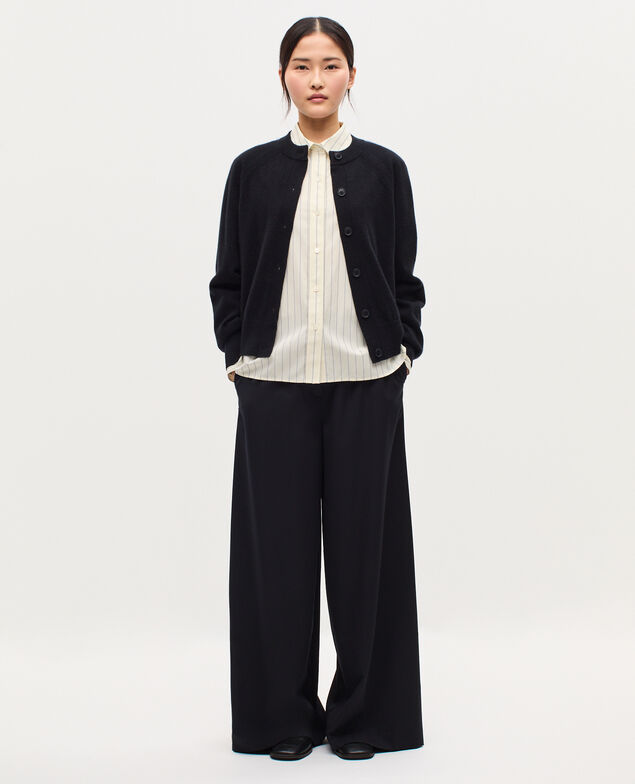 Cardigan col rond en cachemire K090 black st navy