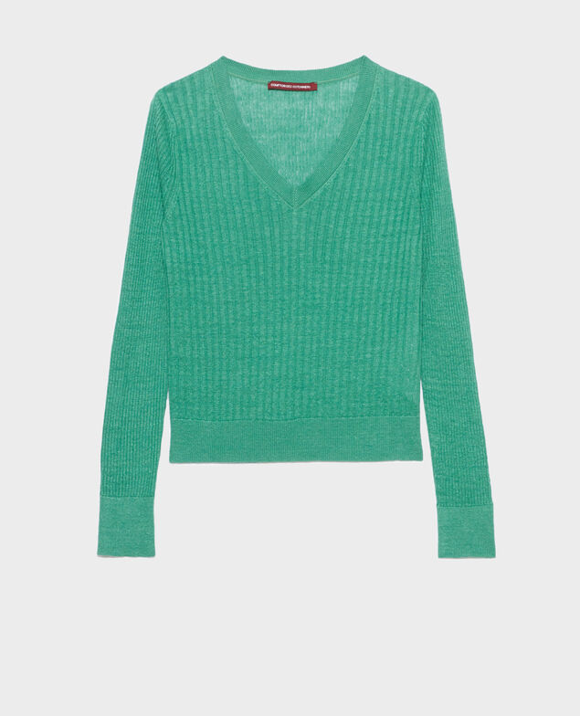 Pull texturé en lin 0542 pine green