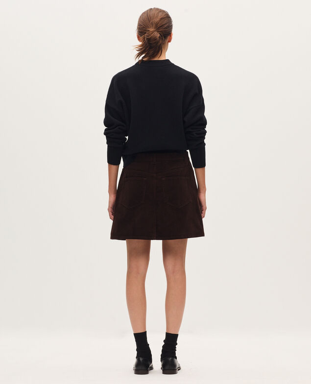 Jupe courte en velours côtelé U380 dark brown
