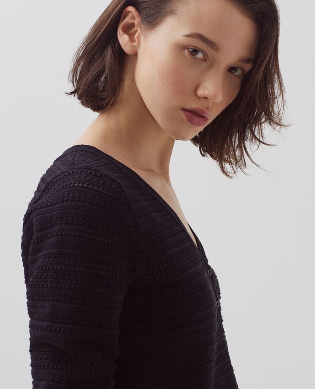 Cotton crochet cardigan H091 black beauty