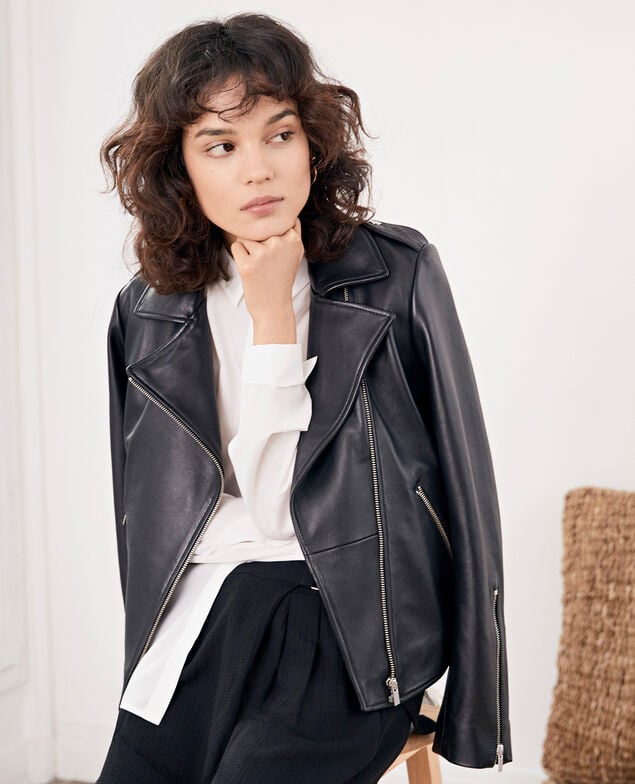 Veste en cuir Noir