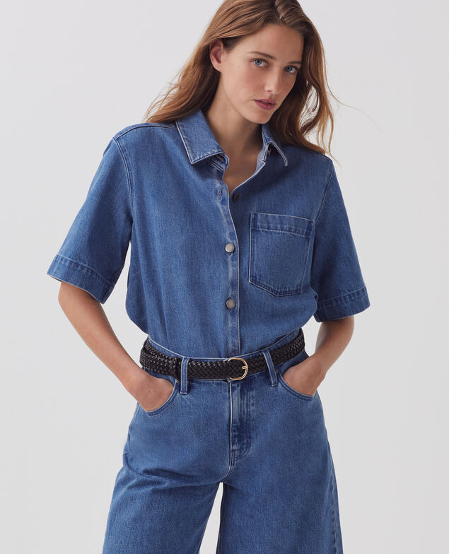 Chemise en denim de coton J621 light blue
