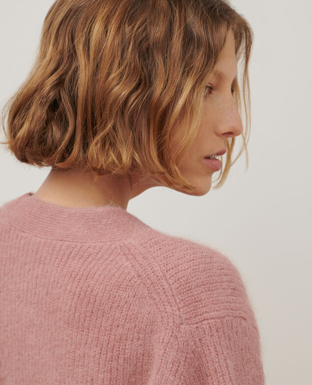 Cardigan en alpaga mélangé A110 pink knit