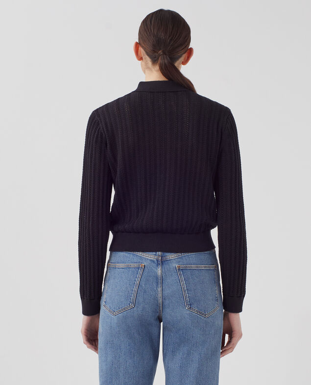 Pull col polo en coton U090 black