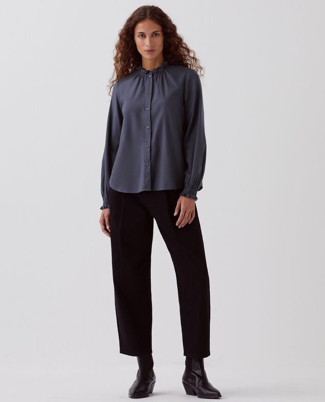 Blouse à col volanté I083 odyssey gray