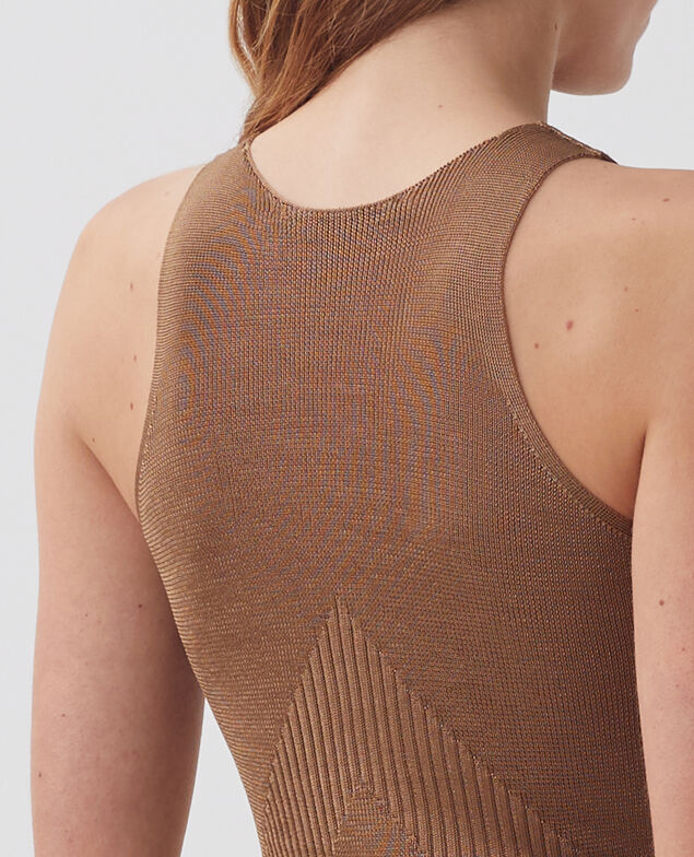 Débardeur long en maille côtelée H330 tiger's eye