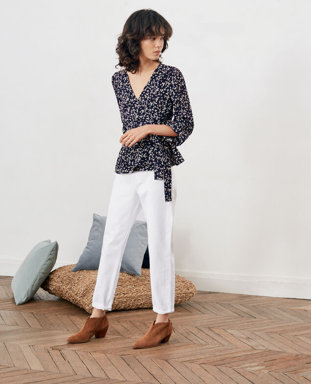 Blouse cache-cœur imprimée Canopee marine