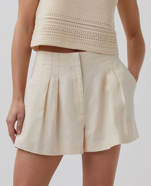 Short à plis en lin H303 white swan