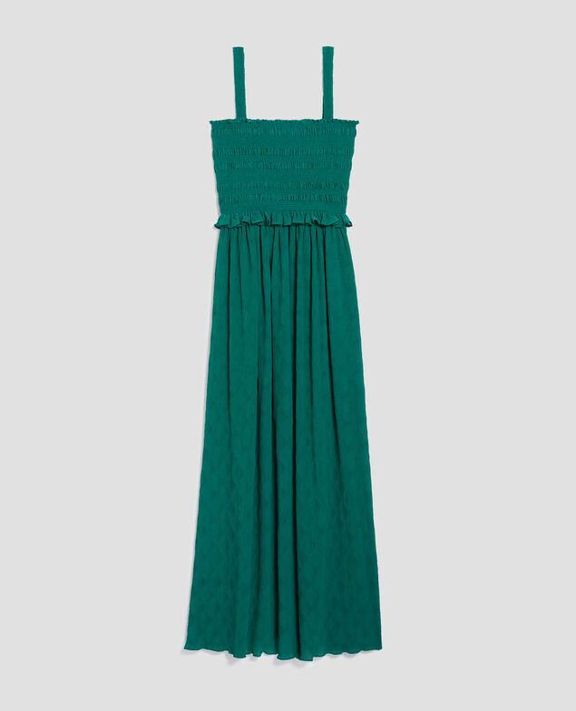 Robe longue fluide à smocks H644 spruced-up blue