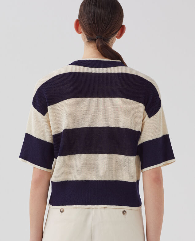 Pull cropped à manches courtes en lin H692 large baritone