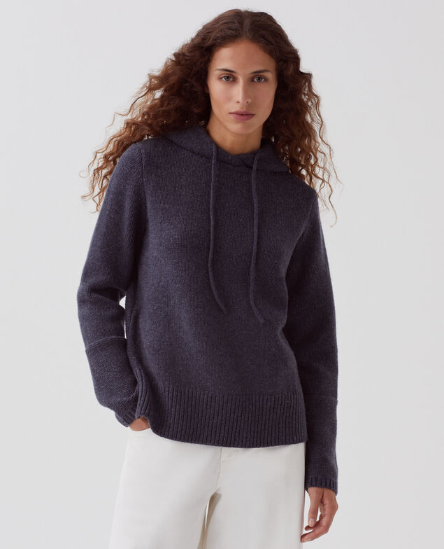 Pull à capuche en laine I684 marathon blue