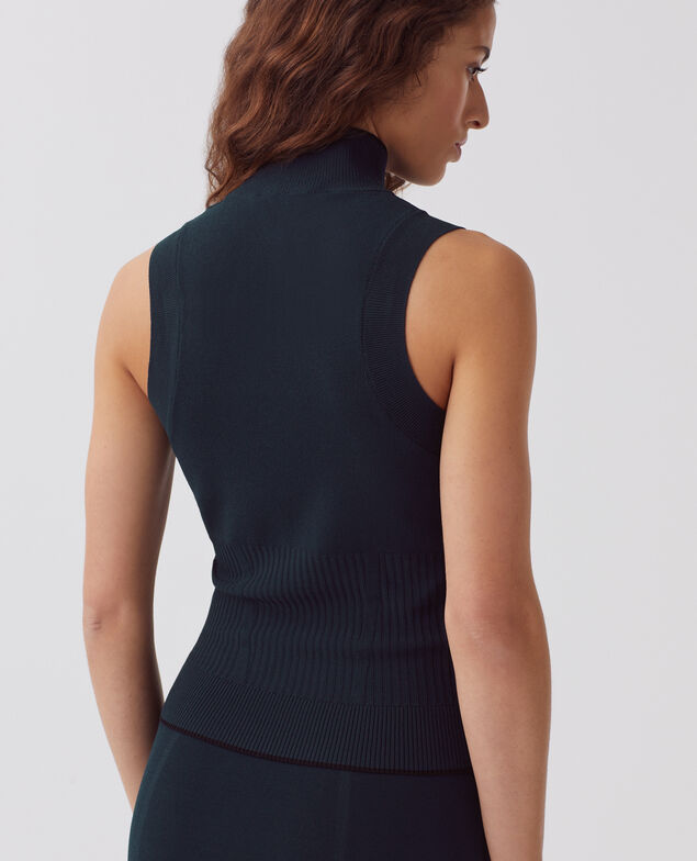 Top sans manches en maille J690 blueberry