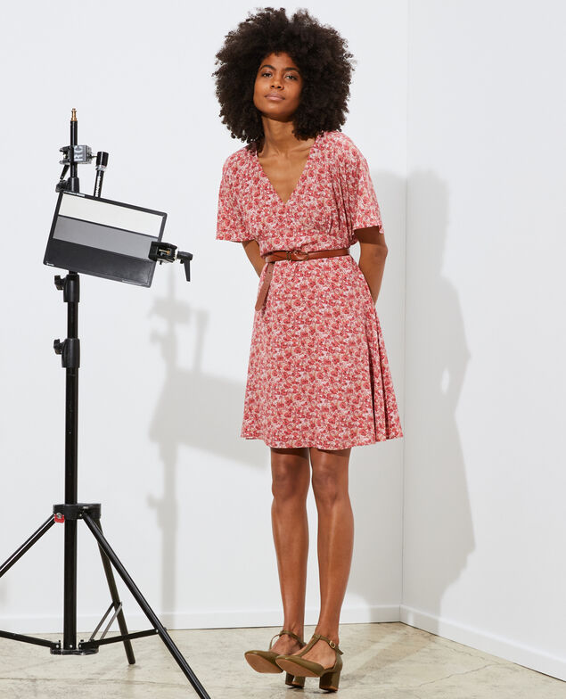 Robe courte en soie Art deco pink