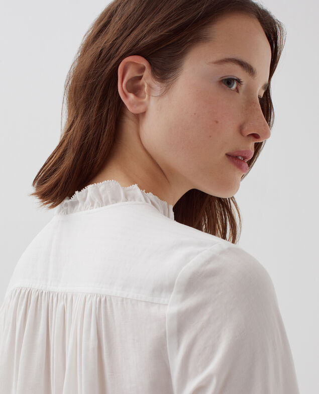 Blouse détails de volants H013 gardenia