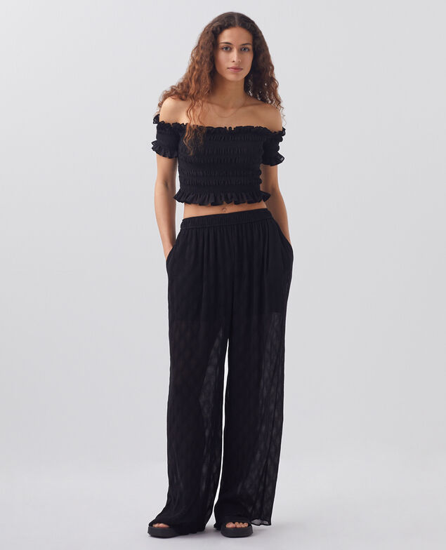 Top court à smocks H091 black beauty