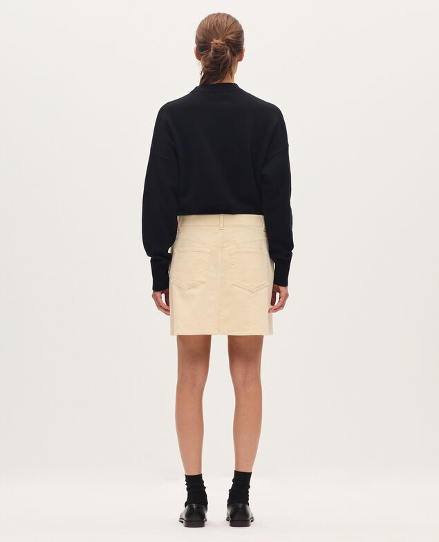 Jupe courte en velours côtelé U010 off white