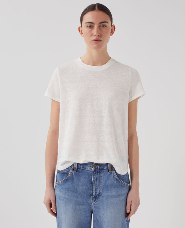 T-shirt col rond en lin AMANDINE U010 off white