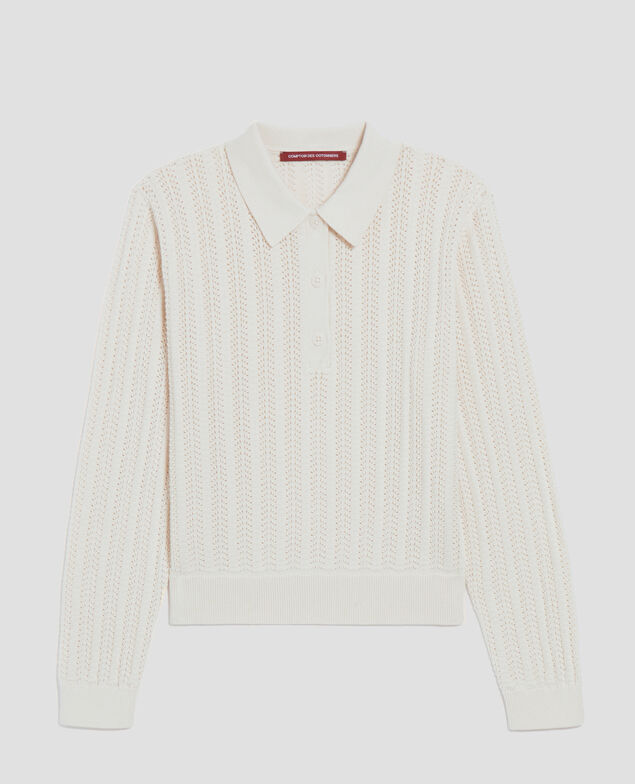 Pull col polo en coton U010 off white