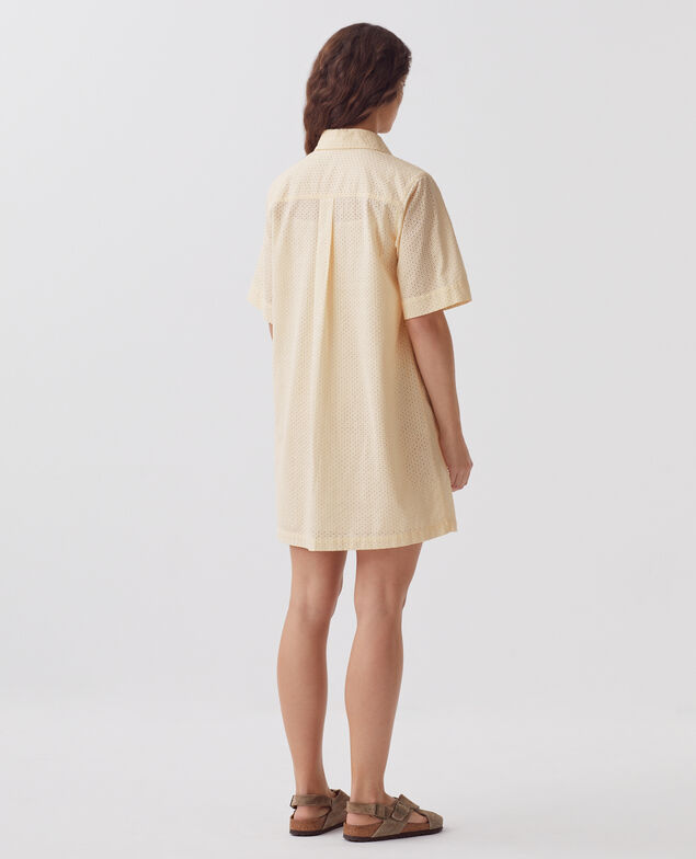 Robe chemise courte brodée en coton H013 gardenia