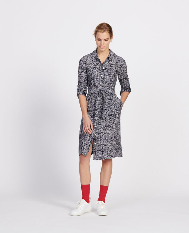 Robe en soie Feuillage maritime cream