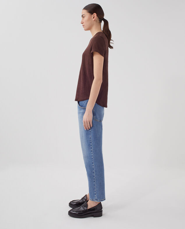 T-shirt col rond en lin AMANDINE U190 wine