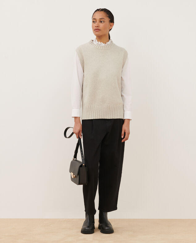 Pull sans manches A009 white knit