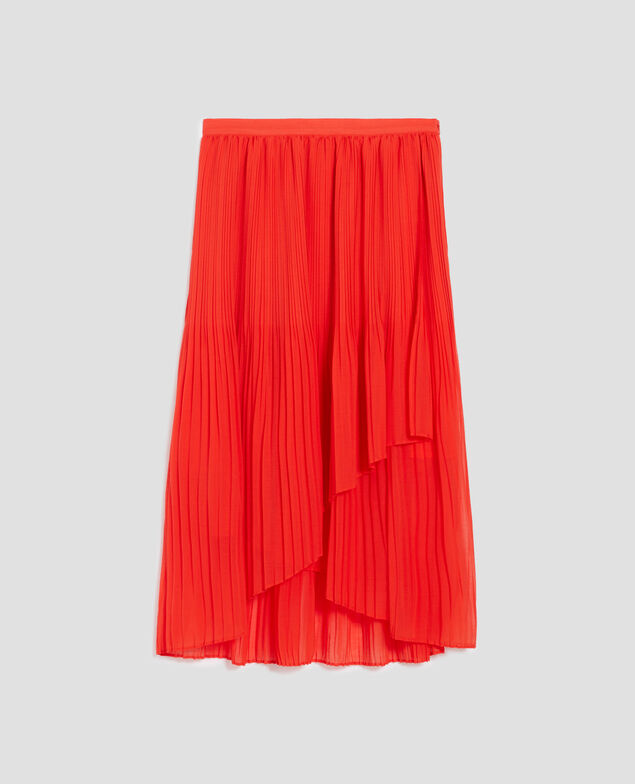 Jupe midi plissée fluide I250 cherry tomato