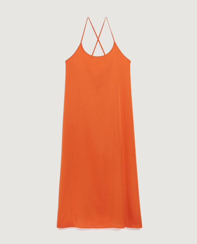 Robe longue nuisette satinée K240 apricot orange