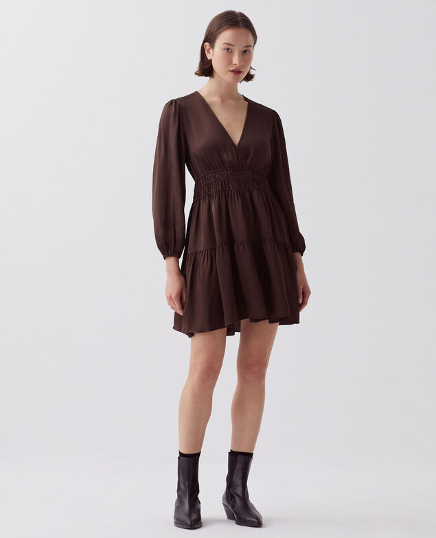 Robe courte fluide I390 coffee bean