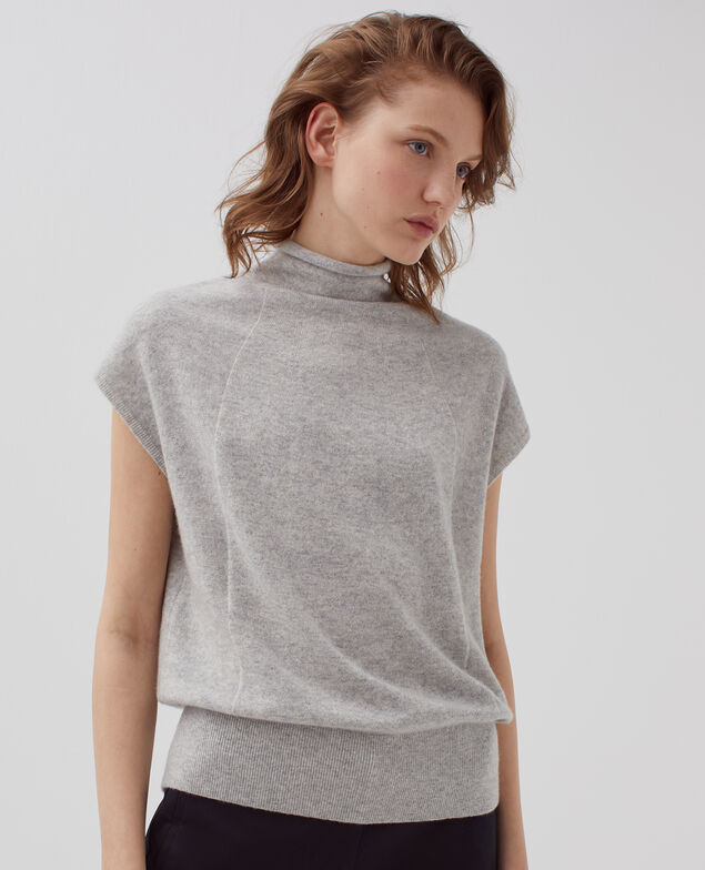 Pull sans manches en cachemire I020 ashen gray