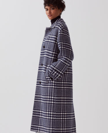 Manteau long I681 HOUNDSTOOTH BLE Manteau long I681 houndstooth ble