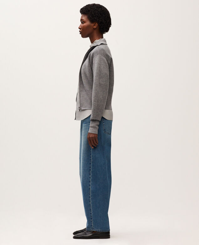 Cardigan zippé en laine mérinos K070 mel gray