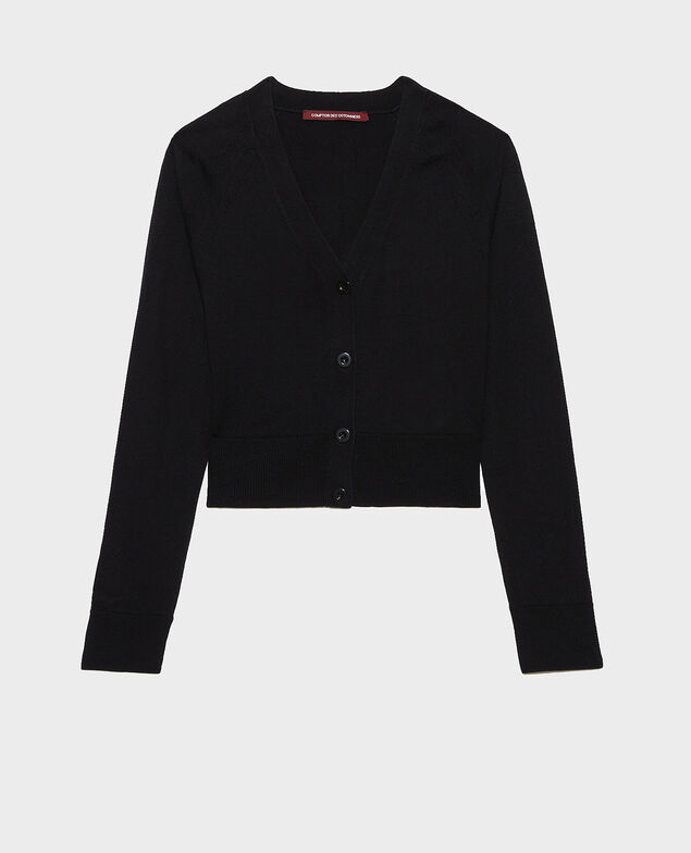 Cardigan court en coton et soie Black beauty