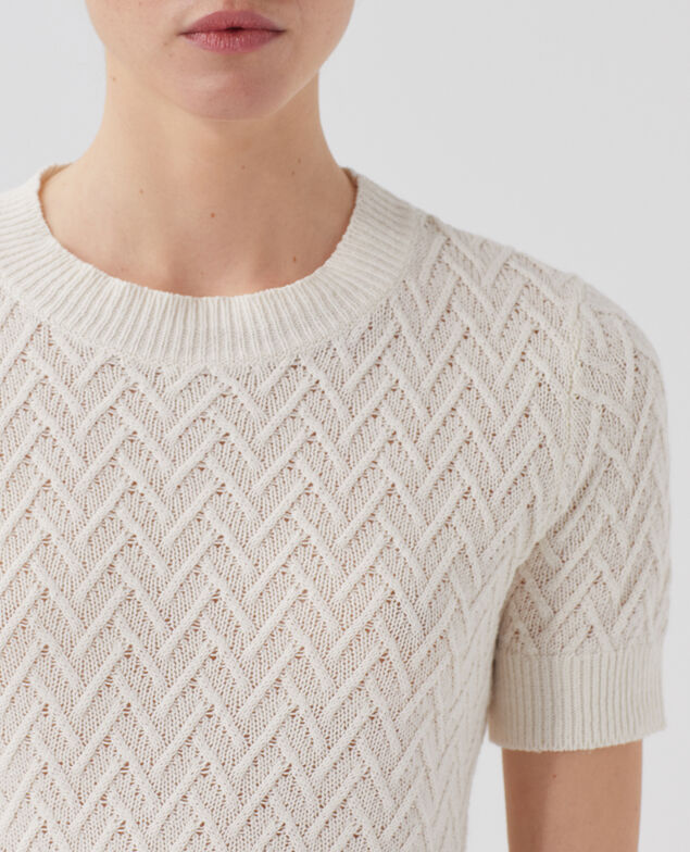 Pull à manches courtes en lin H303 white swan