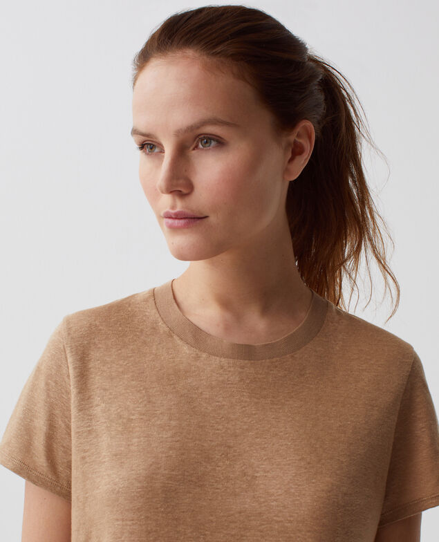 T-shirt col rond en lin AMANDINE H330 tiger's eye