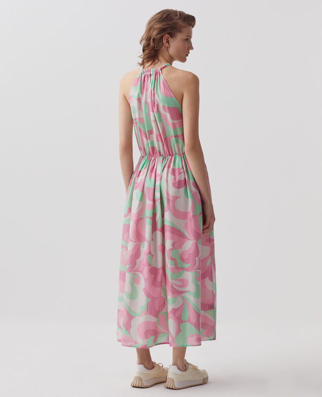 Robe longue encolure américaine H720 anemone pink