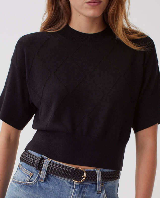 Ceinture fine tressée en cuir H091 black beauty