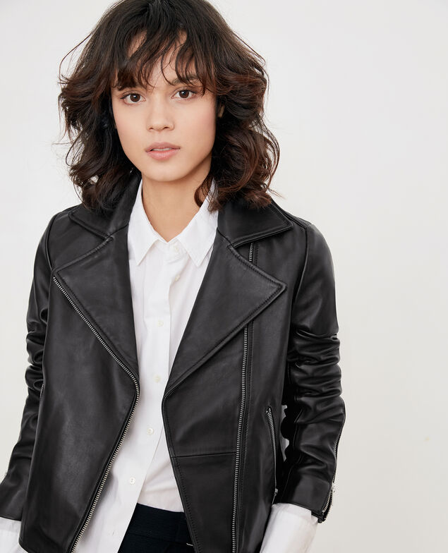 Veste en cuir Noir