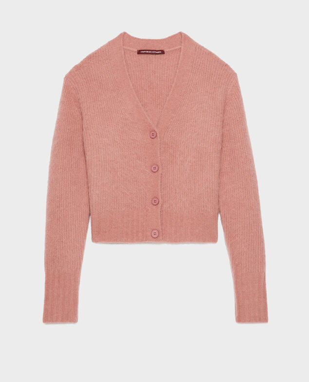Cardigan en alpaga mélangé A110 pink knit