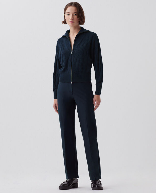 Cardigan zippé en laine mérinos J690 blueberry