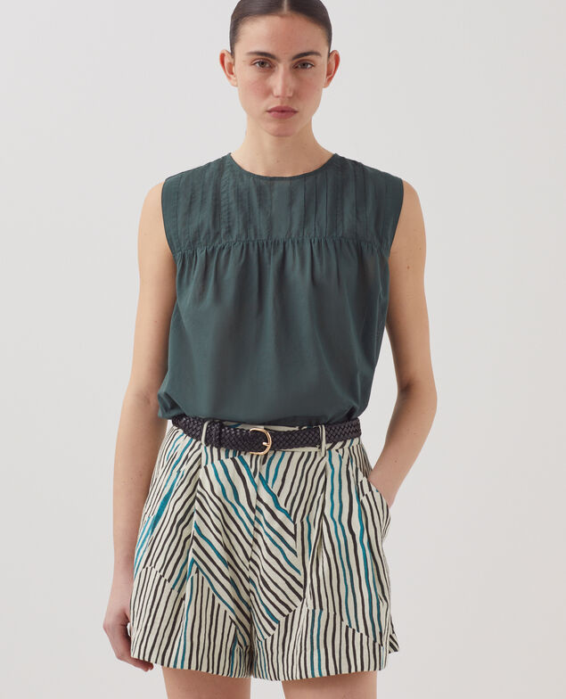 Short fluide imprimé zébré J014 big zebra ecru