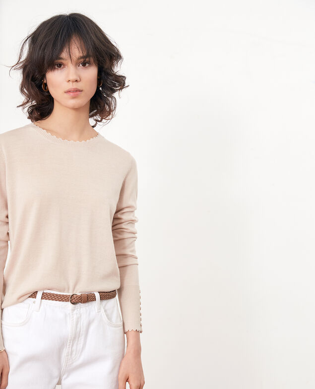 Pull fin en laine Biscuit
