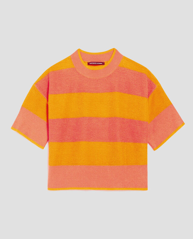 Pull cropped à manches courtes en lin H230 large sheen