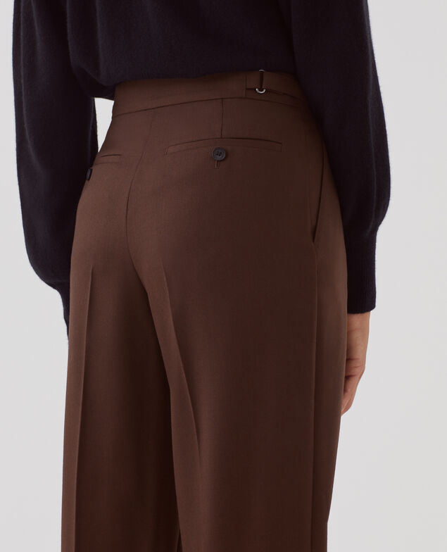 Pantalon à plis en laine CAMILLE I390 coffee bean