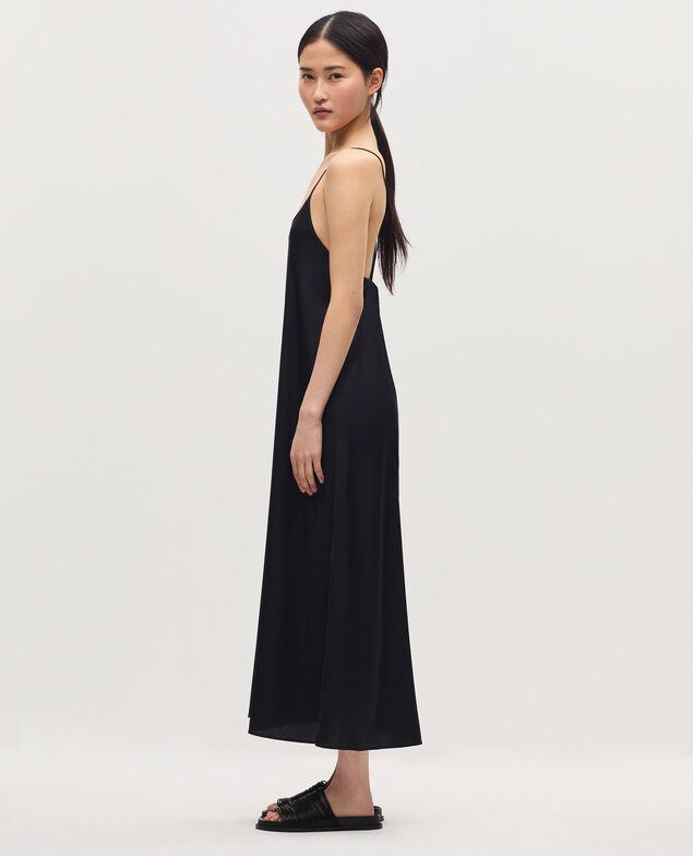 Robe longue nuisette satinée H091 black beauty