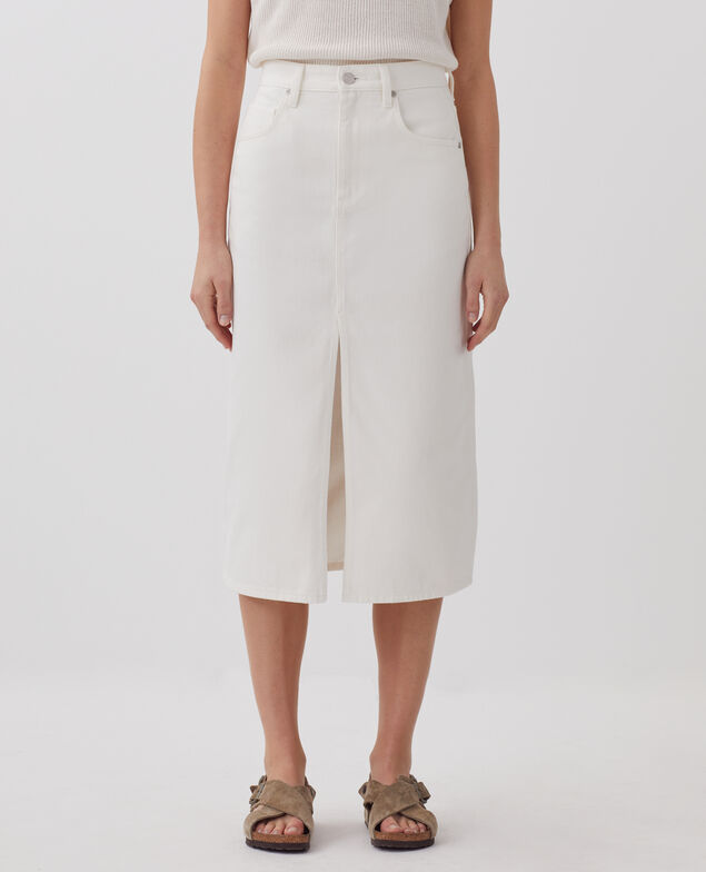 Jupe midi en denim H003 white