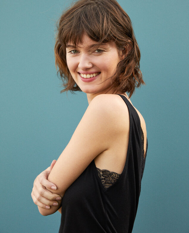 Débardeur avec dentelle Noir
