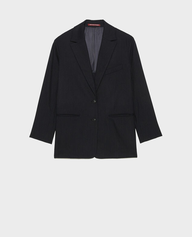  Blazer en laine coupe droite Night sky